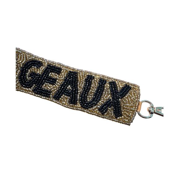Geaux Saints Bag Strap l Black & Gold Bag Strap lGame Day Bag StraplGift for Her - Picture 3 of 4